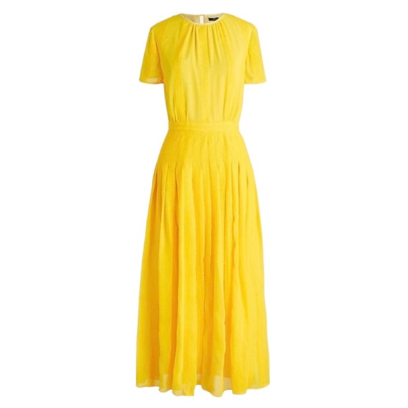 J. Crew Dresses & Skirts - J.Crew ♡ midi dress in embroidered chiffon in bright kiwi yellow